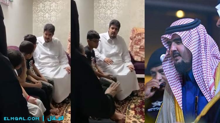 الأمير عبد العزيز بن فهد فى زيارة لأسرة فقيرة بالمملكة